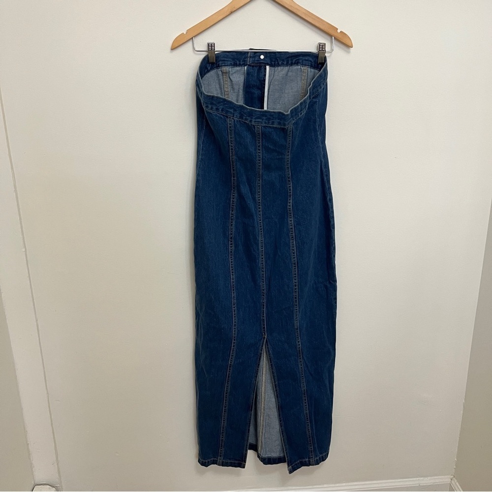 Ronny Kobo Strapless Denim Leopol Midi Dress Size M NWOT - Picture 5 of 6